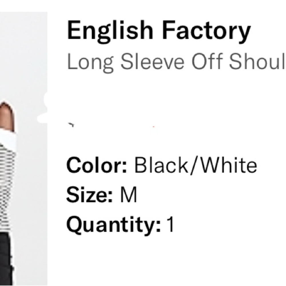 English Factory Monochrome Off Shoulder Top